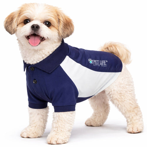 Pet Life ® Active 'Barko Pawlo' Relax-Stretch Quick-Drying Performance Dog Polo T-Shirt