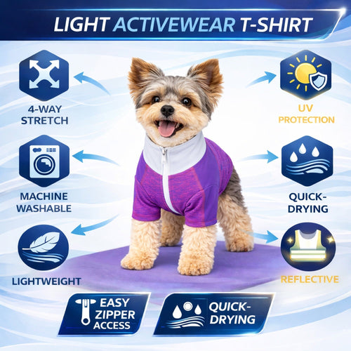 Pet Life ® Active 'Chewitt Wagassy' 4-Way-Stretch Yoga Fitness Long-Sleeve Dog T-Shirt