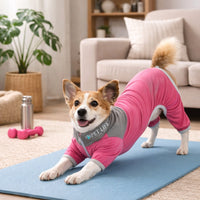 Pet Life ®  Active 'Embarker' 4-Way Stretch Fitness Yoga Full Body Dog Tracksuit