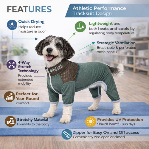 Pet Life ®  Active 'Embarker' 4-Way Stretch Fitness Yoga Full Body Dog Tracksuit