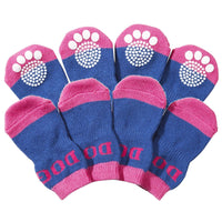 Pet Life ® Anti-Slip Rubberized Gripped Breathable Stretch Pet Dog Socks - Set of 4
