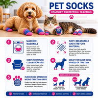 Pet Life ® Anti-Slip Rubberized Gripped Breathable Stretch Pet Dog Socks - Set of 4