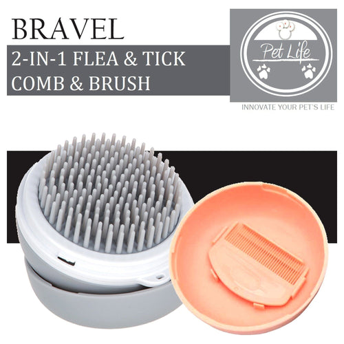 Pet Life ® 'Bravel' 3-in-1 Travel Pocketed Dual Grooming Brush and Pet Comb