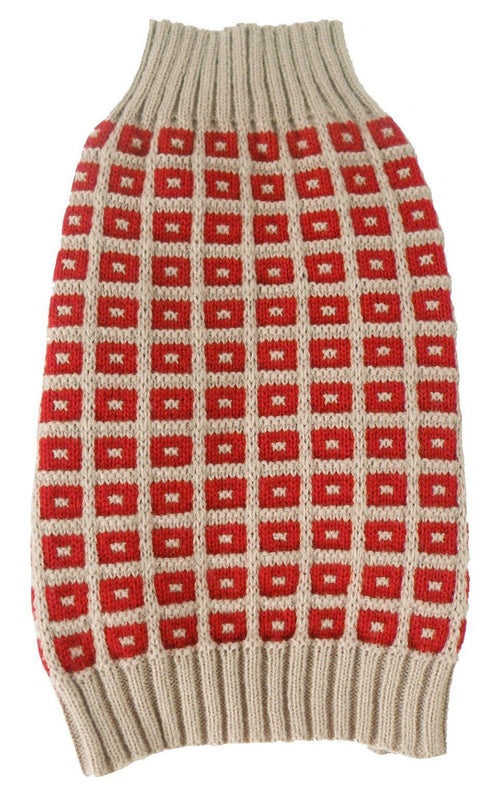 Pet Life ® 'Butterscotch' Box Weaved Heavy Cable Knitted Designer Turtle Neck Dog Sweater