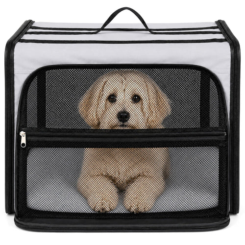 Pet Life ® 'Capacious' Dual-Sided Expandable Spacious Wire Folding Collapsible Lightweight Pet Dog Crate Carrier House