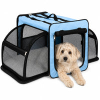 Pet Life ® 'Capacious' Dual-Sided Expandable Spacious Wire Folding Collapsible Lightweight Pet Dog Crate Carrier House