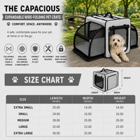 Pet Life ® 'Capacious' Dual-Sided Expandable Spacious Wire Folding Collapsible Lightweight Pet Dog Crate Carrier House