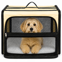Pet Life ® 'Capacious' Dual-Sided Expandable Spacious Wire Folding Collapsible Lightweight Pet Dog Crate Carrier House