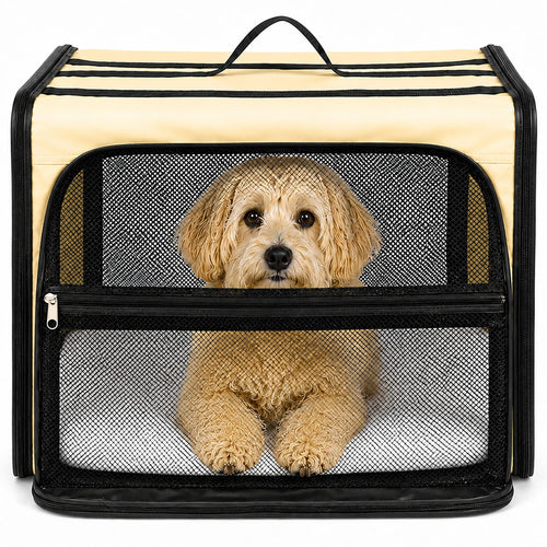 Pet Life ® 'Capacious' Dual-Sided Expandable Spacious Wire Folding Collapsible Lightweight Pet Dog Crate Carrier House