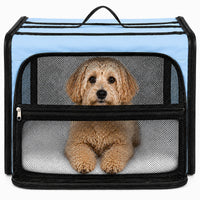 Pet Life ® 'Capacious' Dual-Sided Expandable Spacious Wire Folding Collapsible Lightweight Pet Dog Crate Carrier House