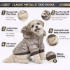 Pet Life ® Classic Metallic Fashion 3M Insulated Dog Coat Parka  w/ Removable Hood