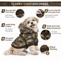 Pet Life ® Classic Metallic Fashion 3M Insulated Dog Coat Parka  w/ Removable Hood