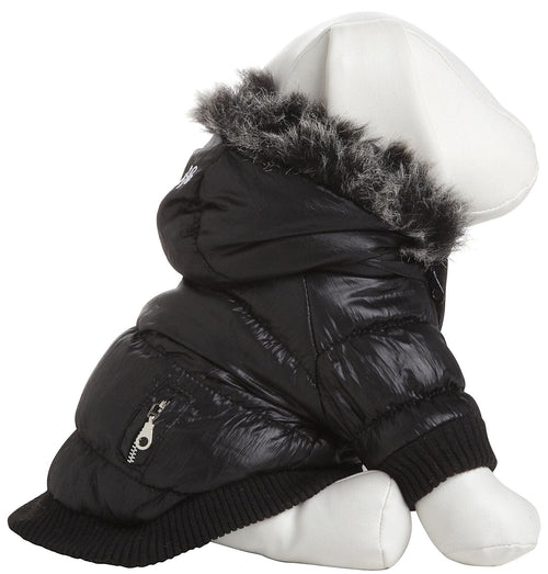 Pet Life ® Classic Metallic Fashion 3M Insulated Dog Coat Parka  w/ Removable Hood