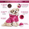 Pet Life ® Classic Metallic Fashion 3M Insulated Dog Coat Parka  w/ Removable Hood