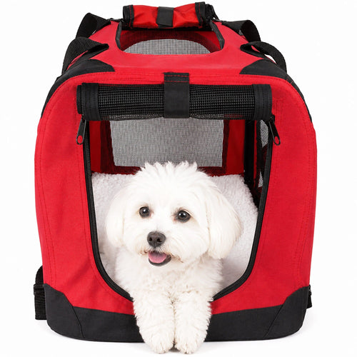 Pet Life ® 'Deluxe 360° Vista View' Zippered Soft Folding Collapsible Metal Framed Pet Dog Crate House Carrier w/ Removable Bowl and Pop-out Tray