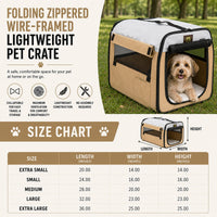 Pet Life ® 'Easy Folding' Zippered Folding Collapsible Wire Framed Lightweight Pet Dog Crate Carrier
