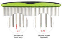 Pet Life ® Grip Ease' Wide and Narrow Tooth Grooming Pet Comb