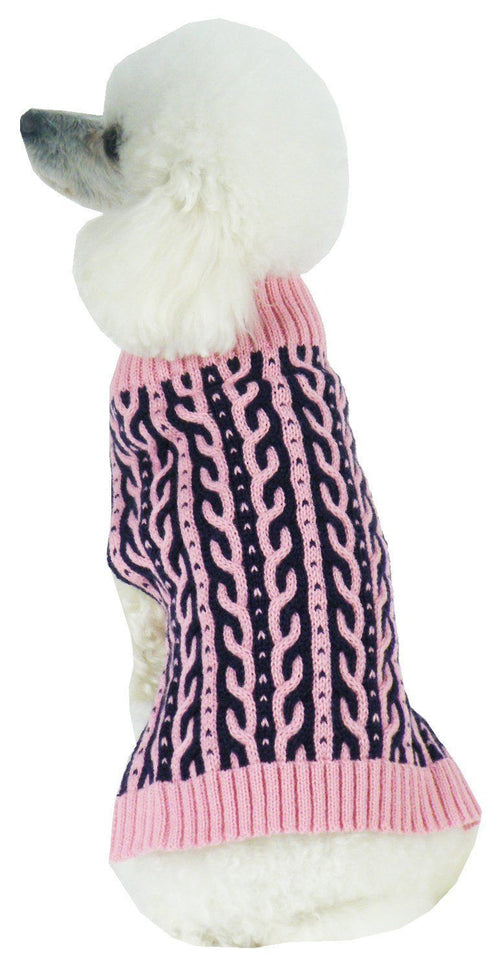 Pet Life ® 'Harmonious' Dual Color Weaved Heavy Cable Knitted Fashion Designer Dog Sweater