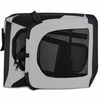 Pet Life ®  'Hounda Accordion' Metal Framed Soft-Folding Collapsible Dual-Sided Expandable Pet Dog Crate