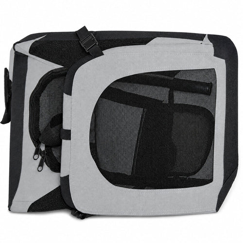 Pet Life ®  'Hounda Accordion' Metal Framed Soft-Folding Collapsible Dual-Sided Expandable Pet Dog Crate