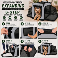 Pet Life ®  'Hounda Accordion' Metal Framed Soft-Folding Collapsible Dual-Sided Expandable Pet Dog Crate