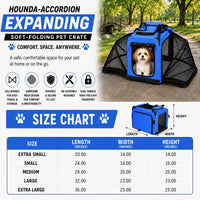 Pet Life ®  'Hounda Accordion' Metal Framed Soft-Folding Collapsible Dual-Sided Expandable Pet Dog Crate