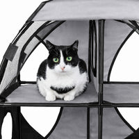 Pet Life ® 'Kitty-Play' Collapsible Travel Interactive Kitty Cat Tree Maze House Lounger Tunnel Lounge