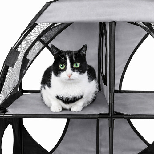 Pet Life ® 'Kitty-Play' Collapsible Travel Interactive Kitty Cat Tree Maze House Lounger Tunnel Lounge