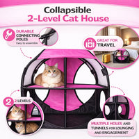 Pet Life ® 'Kitty-Play' Collapsible Travel Interactive Kitty Cat Tree Maze House Lounger Tunnel Lounge