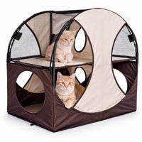 Pet Life ® 'Kitty-Play' Collapsible Travel Interactive Kitty Cat Tree Maze House Lounger Tunnel Lounge