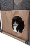 Pet Life ® 'Kitty-Square' Collapsible Travel Interactive Kitty Cat Tree Maze House Lounger Tunnel Lounge