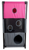 Pet Life ® 'Kitty-Square' Collapsible Travel Interactive Kitty Cat Tree Maze House Lounger Tunnel Lounge