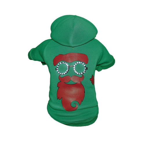 Pet Life ® LED Lighting 'Cool Santa Shades' Hooded Dog Costume Sweater w/ Included Batteries