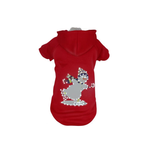 Pet Life ® LED Lighting Holiday Snowman Hooded dog Costume Sweater w/ Included Batteries