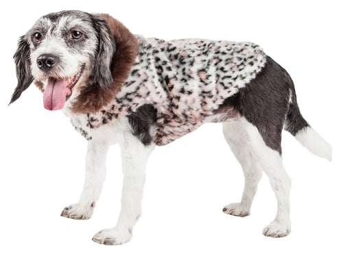 Pet Life ® Luxe 'Furracious' Cheetah Patterned Mink Designer Fashion Fur Dog Coat