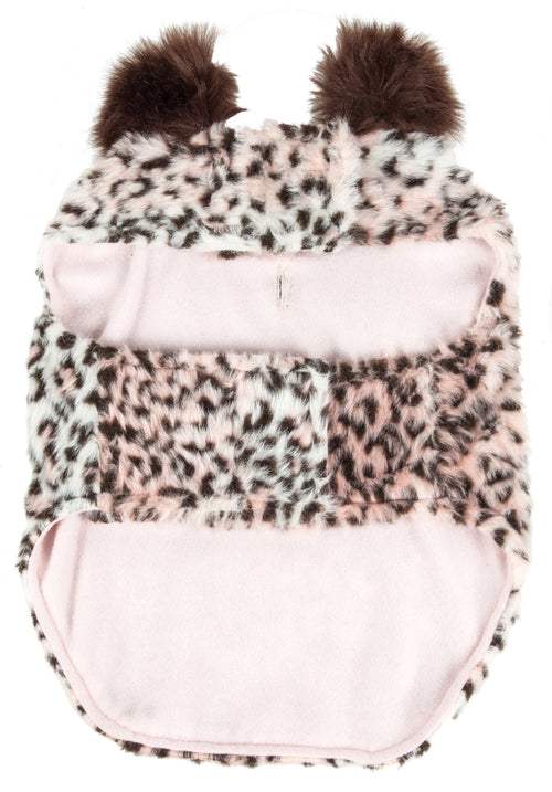 Pet Life ® Luxe 'Furracious' Cheetah Patterned Mink Designer Fashion Fur Dog Coat