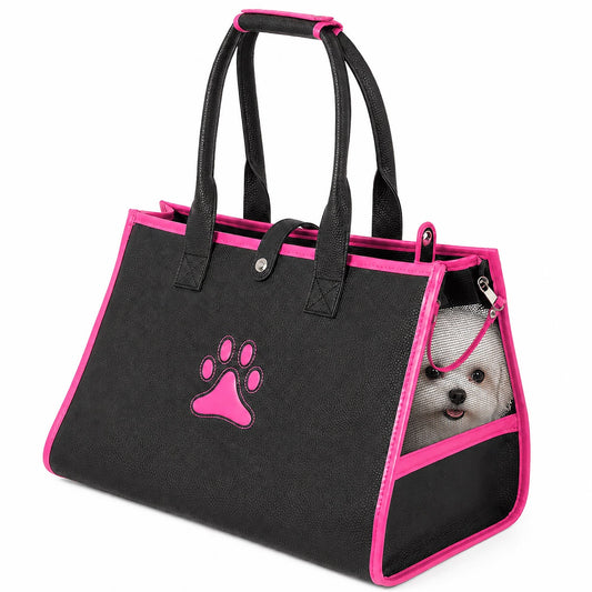 Pet Life ® 'Posh Paw' Elegant Leatherette Designer Fashion Travel Pet Dog Carrier Tote