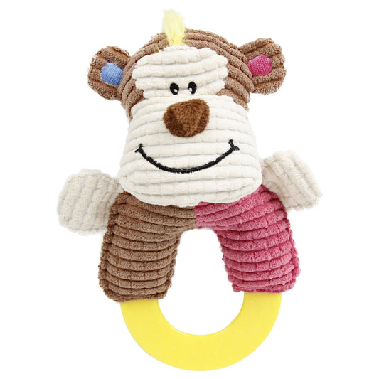 Pet Life ® 'Ring-O-Round' Plush Squeaking and Rubber Teething Newborn Puppy Dog Toy
