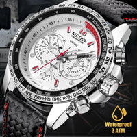 Waterproof Durable MEGIR Men's Stainless Steel Analog Sports Quartz Wrist Watch