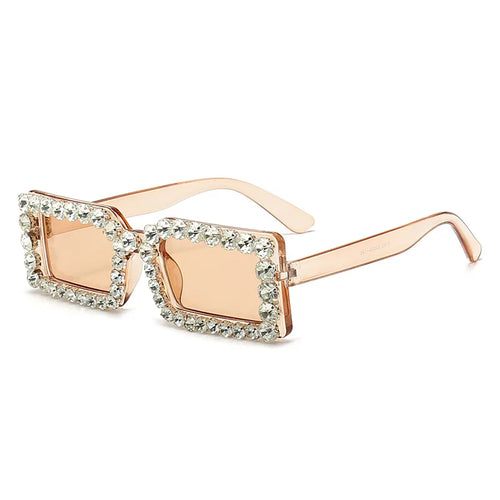 Retro Fashion Diamond Embedded Square Frame Sunglasses HTO Apparel