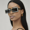 Retro Fashion Diamond Embedded Square Frame Sunglasses HTO Apparel