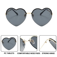 Heart-Shaped Half-Rim Metal Sunglasses HTO Apparel