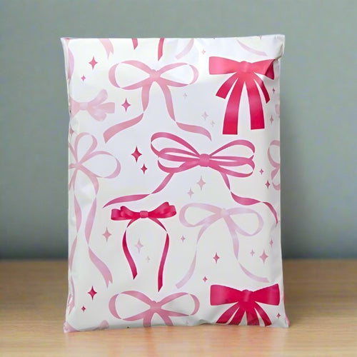 Pink Bow Poly Mailers Size 7.5x10.5 Shipping Bags