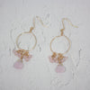 Pink Chalcedony Jade Cluster Hoop Earrings Gold Dainty