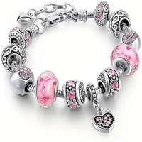 Pink Heart-Shaped Pendant Bracelet