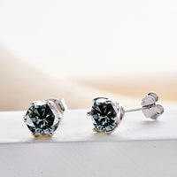 Pink Royal Blue Moissanite Stud Earrings S925 Sterling Silver 0.5 1 2 Ct Bride