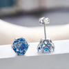 Pink Royal Blue Moissanite Stud Earrings S925 Sterling Silver 0.5 1 2 Ct Bride