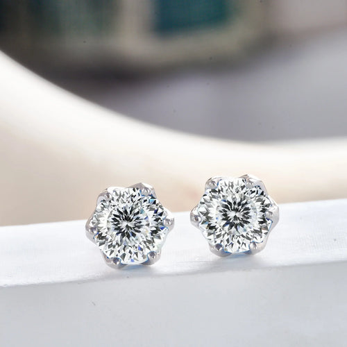 Pink Royal Blue Moissanite Stud Earrings S925 Sterling Silver 0.5 1 2 Ct Bride
