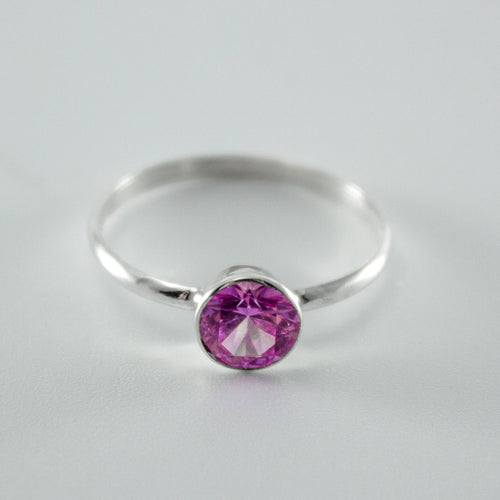 Pink Sapphire Sterling Silver Ring For Women Gift Box