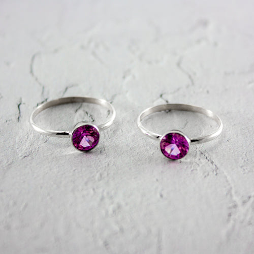 Pink Sapphire Sterling Silver Ring For Women Gift Box